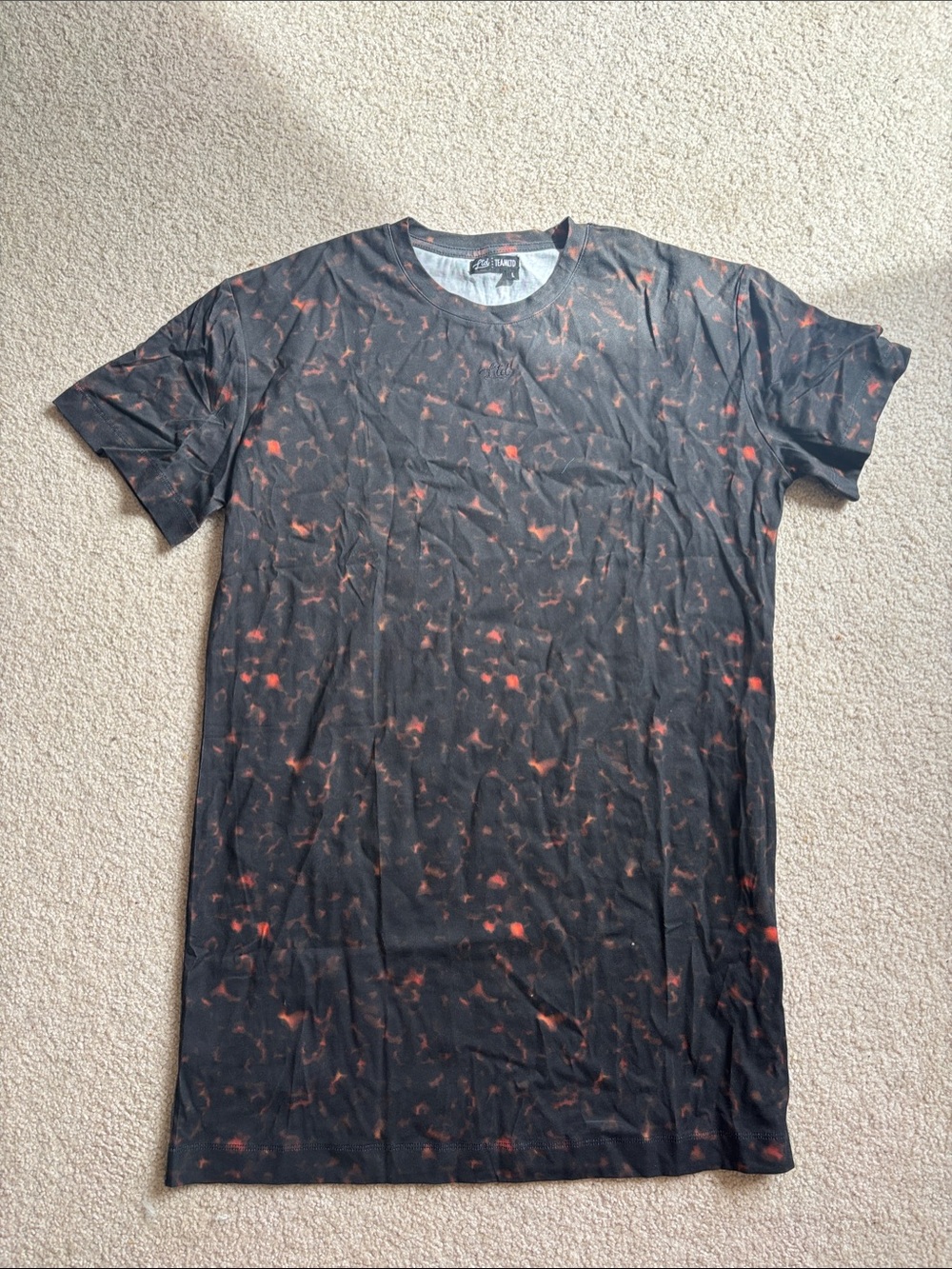 Womans Black & Red tie dye Patterned tshirt dress